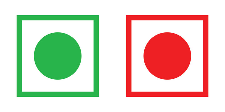 colorful veg non-veg sign icon. vegan food stickers. vegetarian and non vegetarian sign. green dot and red dot in squares for indicating veg and non-veg. vector illustration on transparent background.