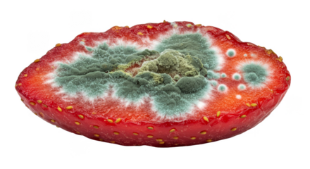 Isolated Transparent PNG of Decaying Moldy Strawberry with Rotting Fruit