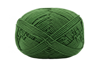 Isolated Green Yarn Ball for Knitting and Crafting on Transparent