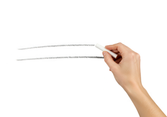Isolated Illustration of Hand Writing Chalk Lines on Transparent Board