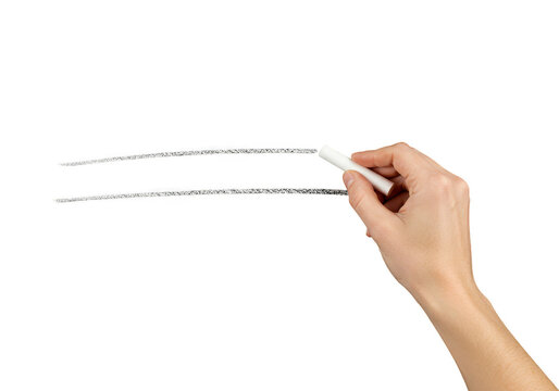 Isolated Illustration of Hand Writing Chalk Lines on Transparent Board - Powered by Adobe