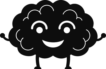 Happy Brain Silhouette Vector Illustration 