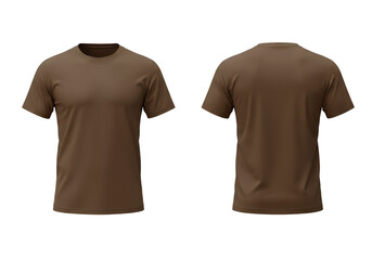 Realistic 3d Rendering of Brown T-Shirt Isolated on Transparent Background