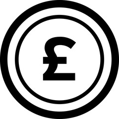 Black and White Coin Icon with Prominent Currency Symbol for Financial and Banking Applications