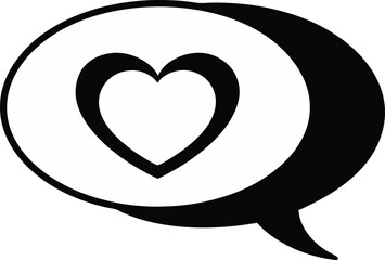 Speech Bubble With Heart Silhouette Vector Illustration