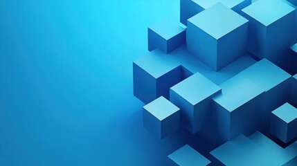 Fototapeta premium Abstract Blue Cubes Arranged in Geometric Pattern, Representing Modern Technology and Data Infrastructure : Generative AI