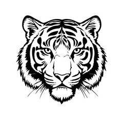 Fototapeta premium Black and White Tiger Head line art tatto