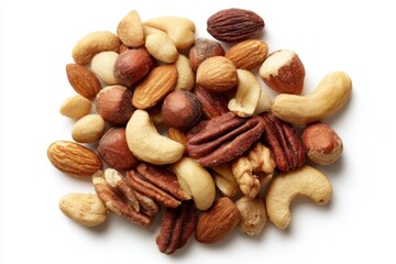 Pile of Mixed Nuts on White Background