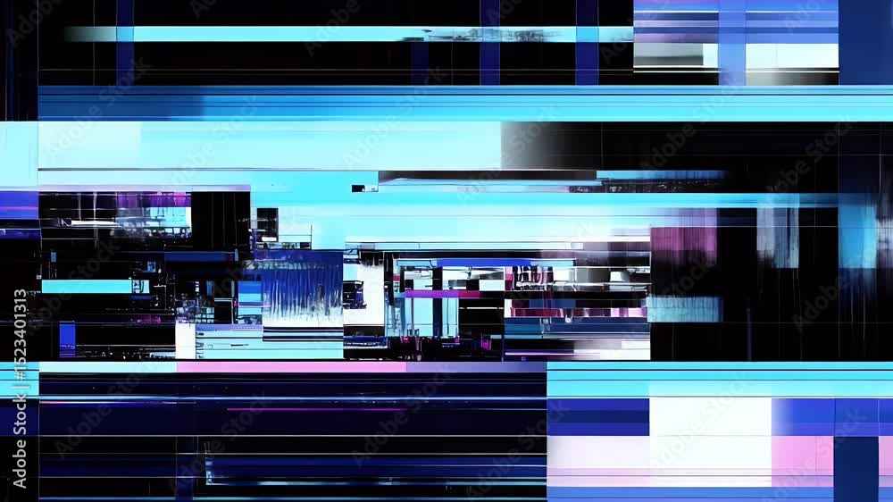 Poster Abstract digital background with blue and purple geometric shapes and dynamic vibrant lines creating modern tech feel and futuristic visual sequence