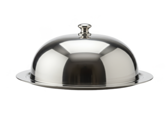 Isolated Silver Serving Dish Cloche Food Cover with Transparent Background