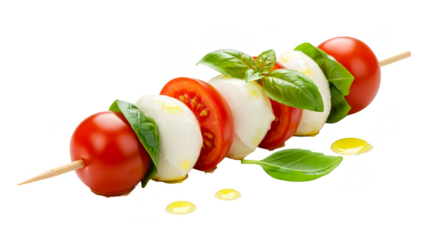 Isolated Skewer Caprese with Tomato Mozzarella and Fresh Basil