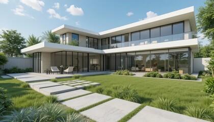modern house with garden