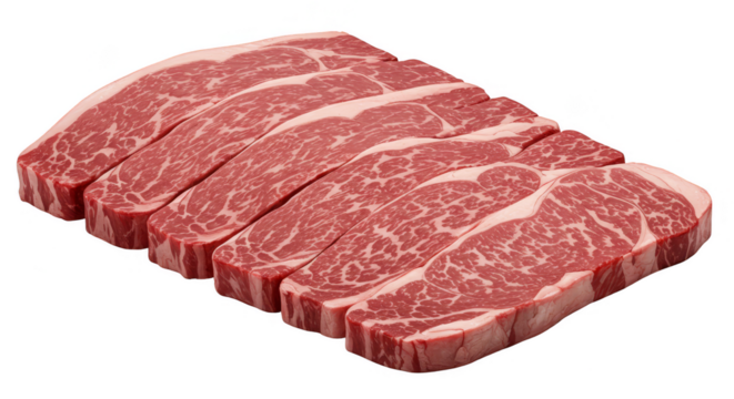 Isolated Slices Of Raw Fresh Red Beef Steak Food Background PNG