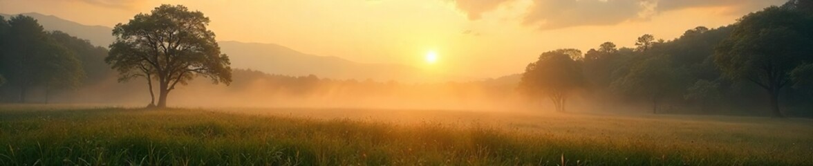 Serene landscape bathed in the soft glow of morning light, perfect for a calm and peaceful mood Ideal for websites, presentations, or social media backgrounds , lake, serene