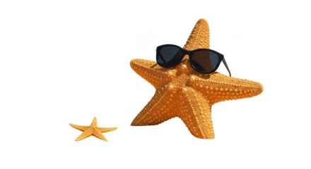 Isolated Starfish With Sunglasses Transparent Background Enjoying Beach Vacation