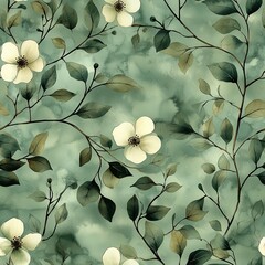 Fototapeta premium Seamless, captivating high-definition texture resembling dogwood fabric in rich green tones. Perfect for unique backgrounds, elegant upholstery, and textile-inspired creative projects