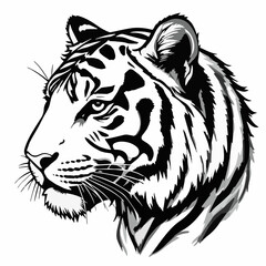 Obraz premium Side View Tiger Head Illustration - Bold Tribal Tattoo Design