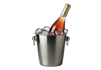 Isolated Transparent Background Bottle Rose Wine Ice Bucket PNG