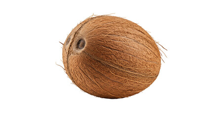Isolated Transparent Background of a Fresh Tropical Brown Coconut Fruit