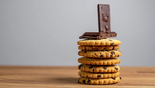 food stylists on which one round biscuit is vertically standing and perfectly balancing