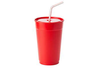 Isolated Transparent Background of Red Drink Cup with Straw Illustration