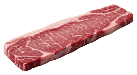 Isolated Transparent Background of Raw Marbled Beef Steak Cut Meat