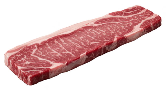 Isolated Transparent Background of Raw Marbled Beef Steak Cut Meat