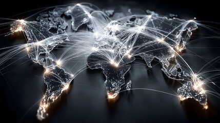 Global business network connections across the world