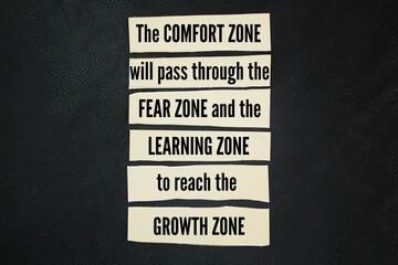 Inspirational and motivational words or quotes The Comfort Zone will pass through the Fear Zone and...