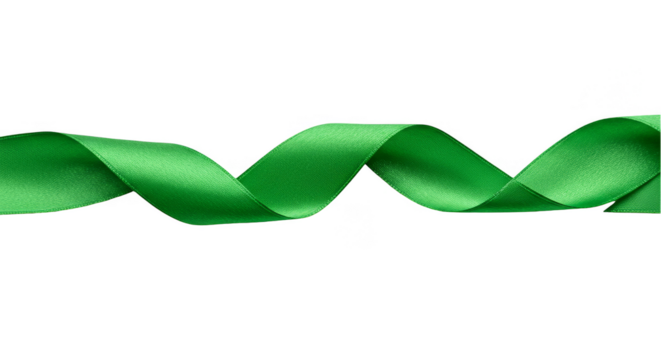 Isolated Transparent Glitter Green Spiral Ribbon Elegant Decorative Design - Powered by Adobe