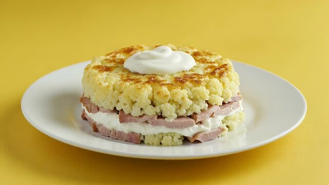 Timbale dish arranged on plate