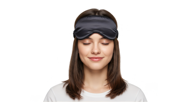 PNG Portrait Of Young Woman In Sleep Mask With Closed Eyes Isolated
