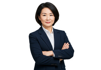 Portrait Of Confident Asian Businesswoman With Arms Crossed in Suit