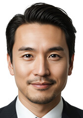 Fototapeta premium Potrait of Serious Asian Adult Man in Business Suit with Transparent Background