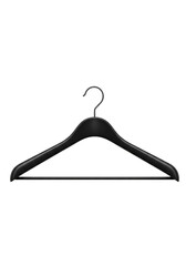 Realistic 3D Black Plastic Clothes Hanger for Wardrobe With Transparent Background