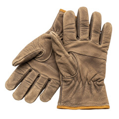Protective Brown Leather Work Gloves Safety Equipment Isolated Background