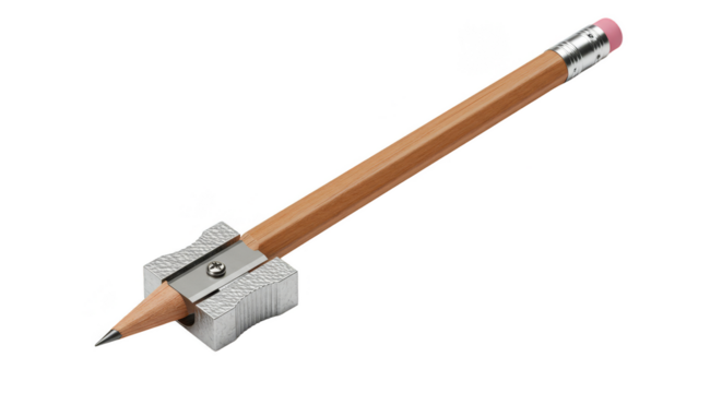 Realistic 3d Render of Wooden Pencil with Sharpener Illustration