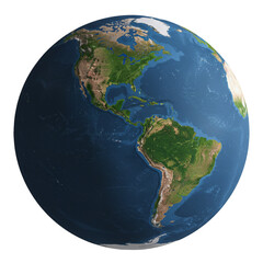 Fototapeta premium Realistic Earth Globe with America Realistic Detailed Planet Illustration