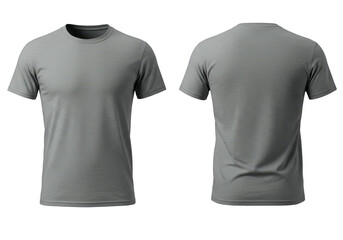 Realistic Gray Tshirt Apparel Isolated Front and Back on White