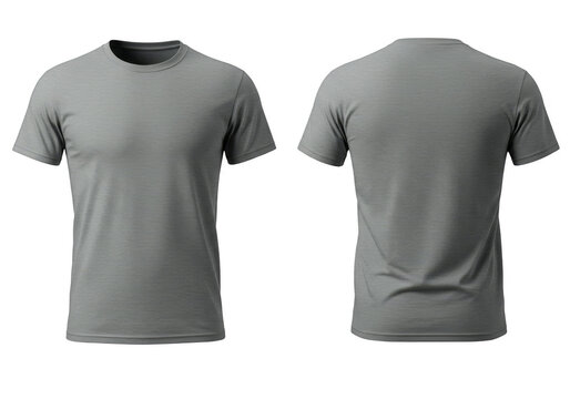 Realistic Gray Tshirt Apparel Isolated Front and Back on White