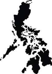 Obraz premium A detailed black silhouette of the philippines map on a light beige background with intricate coastlines