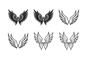 Elegant Wing Designs Six Unique Styles for Logos, Tattoos, and More
