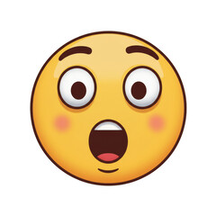 Fototapeta premium Shocked Emoji Face Stunned Expression Cartoon in Yellow Isolated Background
