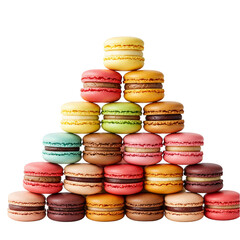 Obraz premium Stacked Colorful Macarons Delicious Pyramid of Sweet Treats Isolated PNG