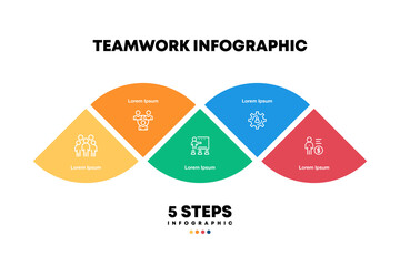 Vector infographic teamwork template with 5 options for presentations business. Vector illustration Eps	
