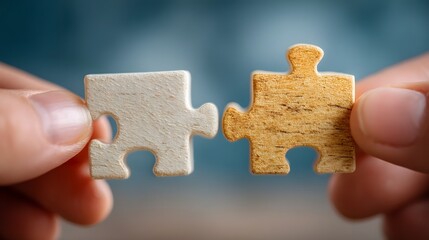 Hands holding two interlocking puzzle pieces