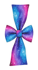 Watercolor Galaxy Bow With Cosmic Nebula On Isolated Background Illustration