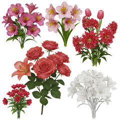 Watercolor Floral Bouquet Isolated Flower Arrangement with Transparent Background
