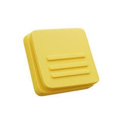 Yellow Memo Note Illustration On Transparent Background In 3d Icon Style