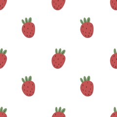 Seamless pattern with cartoon strawberries. colorful illustration. hand drawing, flat style. design for fabric, print, textile, wrapper